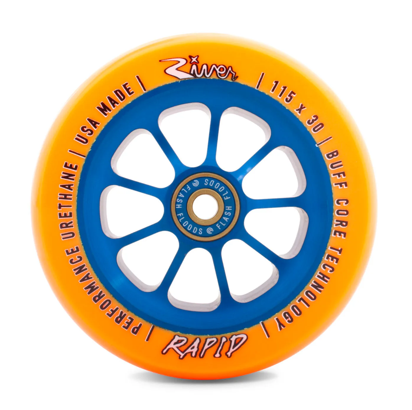 River Wheel Co - "Sunfire" Rapid 115x30mm (Orange on Blue)